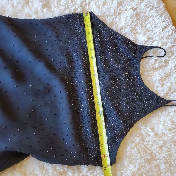 CHELSEA NIGHTS Women's Maxi Dress Black Size 8 Embellished Y2K Prom Gothic - Picture 8 of 9